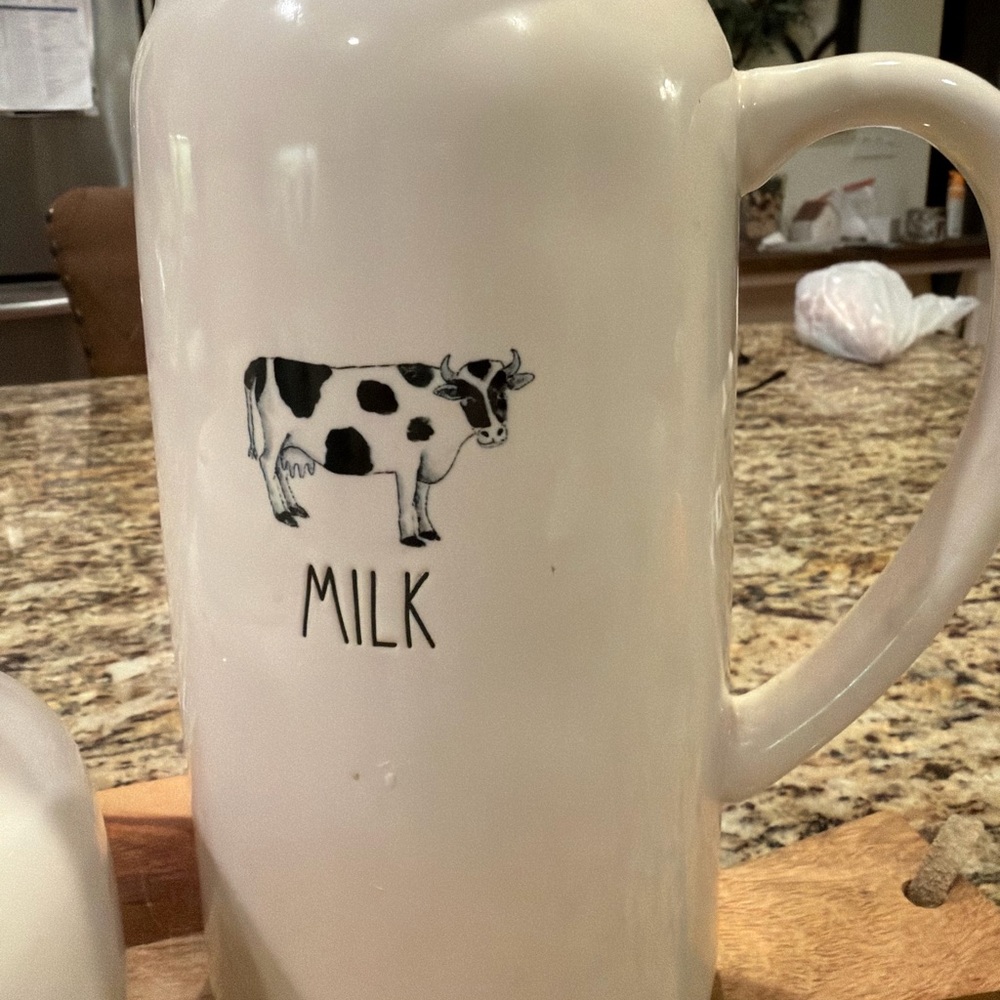 White Ceramic Milk Jug with Cow Design
